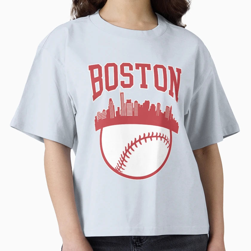 Boston Baseball Minimalist City Skyline T-Shirt - Trendy Graphic Men Women - T-Shirt, Sweatshirt, Hoodie