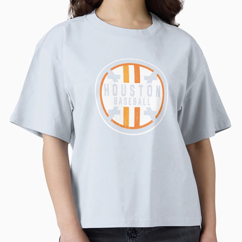 Minimalist Houston Baseball Badge T-Shirt - Minimalist Print Men Women - T-Shirt, Sweatshirt, Hoodie
