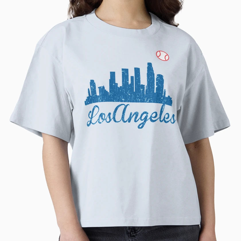 Los Angeles City Skyline Baseball Red T-Shirt - Unique Graphic Men Women - T-Shirt, Sweatshirt, Hoodie
