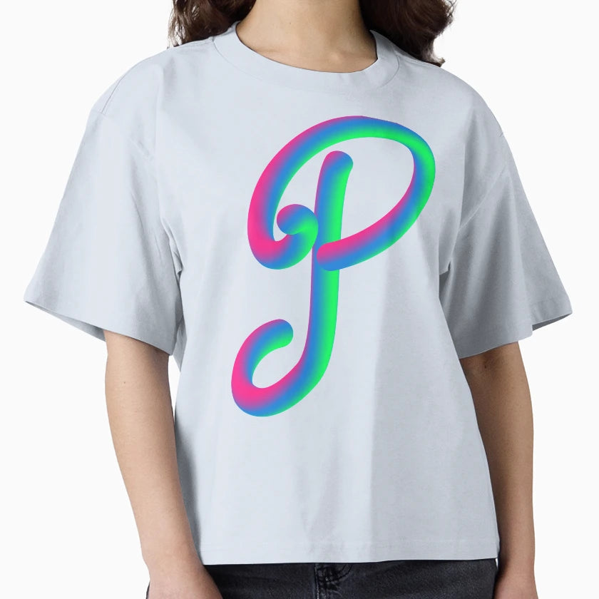 Letter P Neon Multicolor T-Shirt - Aesthetic Graphic Men Women - T-Shirt, Sweatshirt, Hoodie
