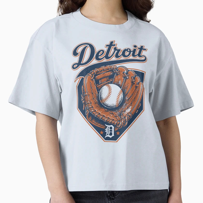 Detroit Baseball Glove Shield 90S T-Shirt - Graphic Print for Adults - T-Shirt, Sweatshirt, Hoodie