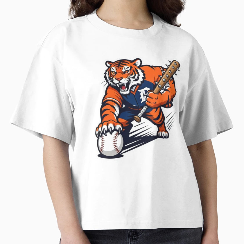Aggressive Tiger Baseball Pitcher Mascot T-Shirt - Trendy Graphic Unisex - T-Shirt, Sweatshirt, Hoodie