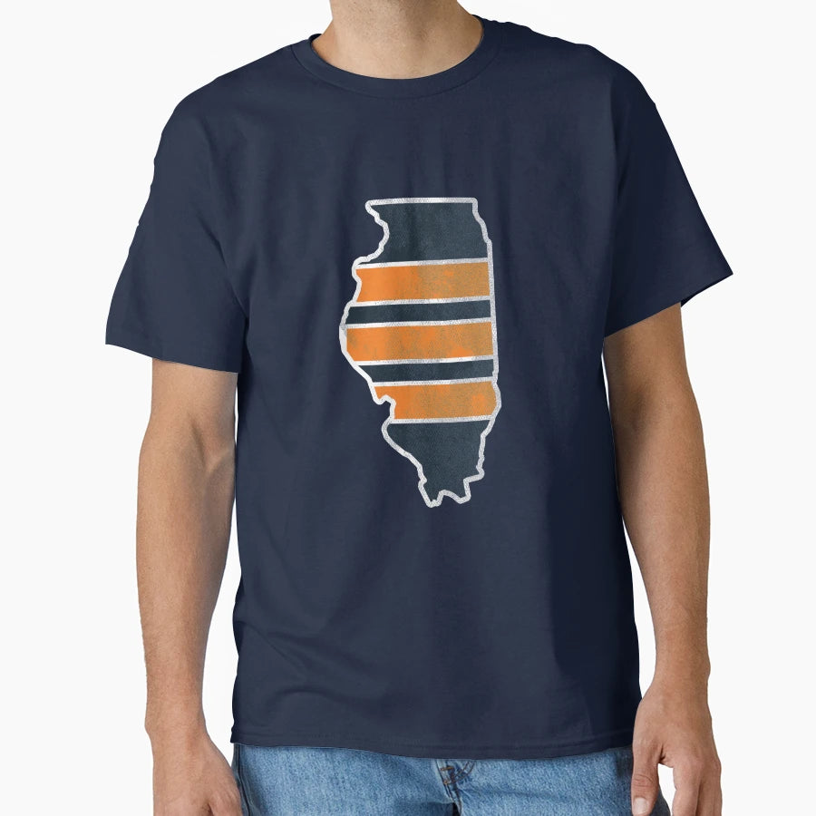Chicago Bears Illinois State Outline T-Shirt - Unique Graphic Unisex - T-Shirt, Sweatshirt, Hoodie