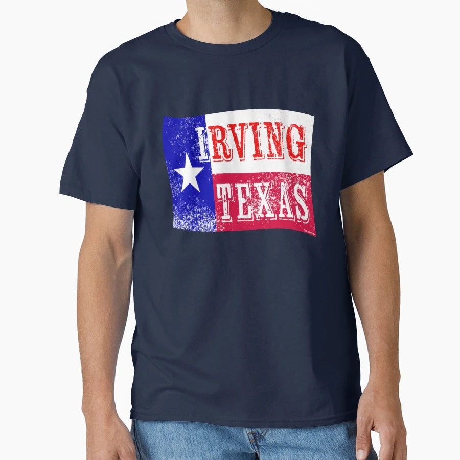 Irving Texas Flag T-Shirt - Aesthetic Graphic for Adults - T-Shirt, Sweatshirt, Hoodie