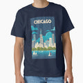 Travel Art Chicago Illinois Us T-Shirt - Fun Novelty Design Unisex - T-Shirt, Sweatshirt, Hoodie