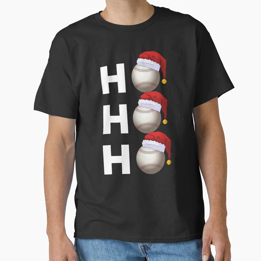 Baseball Ball Santa Hat Funny Sport T-Shirt - Fun Novelty Design Men Women - T-Shirt, Sweatshirt, Hoodie