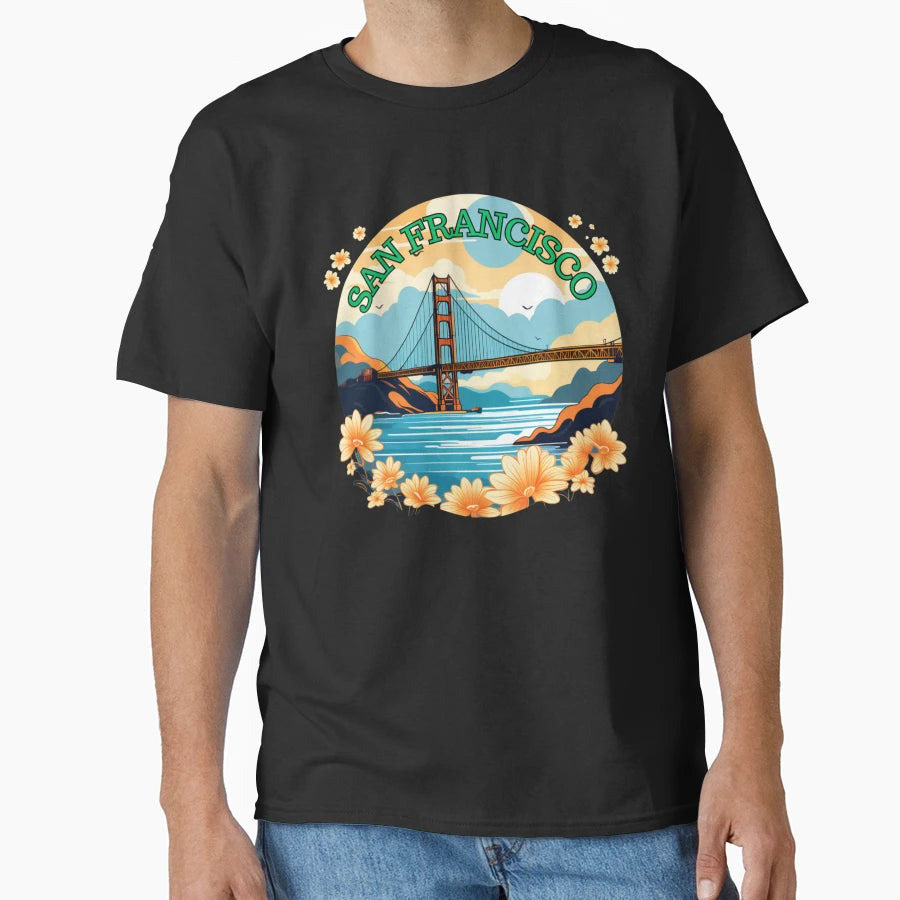 Golden Gate Bridge San Francisco T-Shirt - Graphic Print Men Women - T-Shirt, Sweatshirt, Hoodie