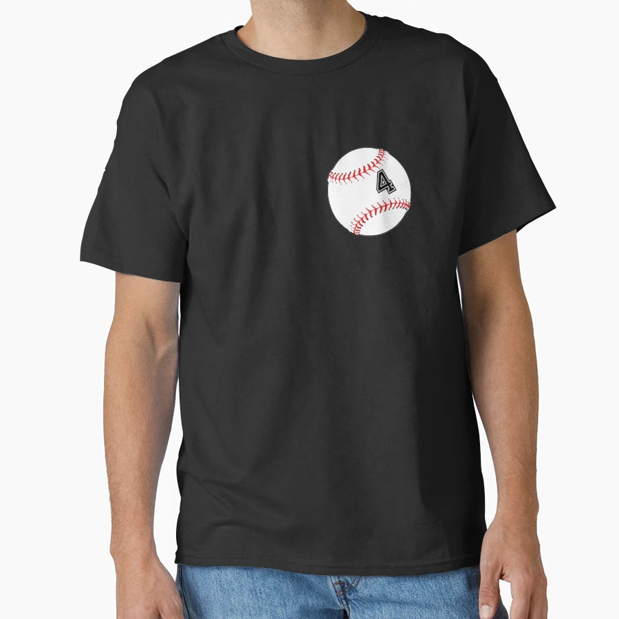 Baseball Player Jersey No 4 Back Number 4 T-Shirt - Trendy Graphic Unisex - T-Shirt, Sweatshirt, Hoodie