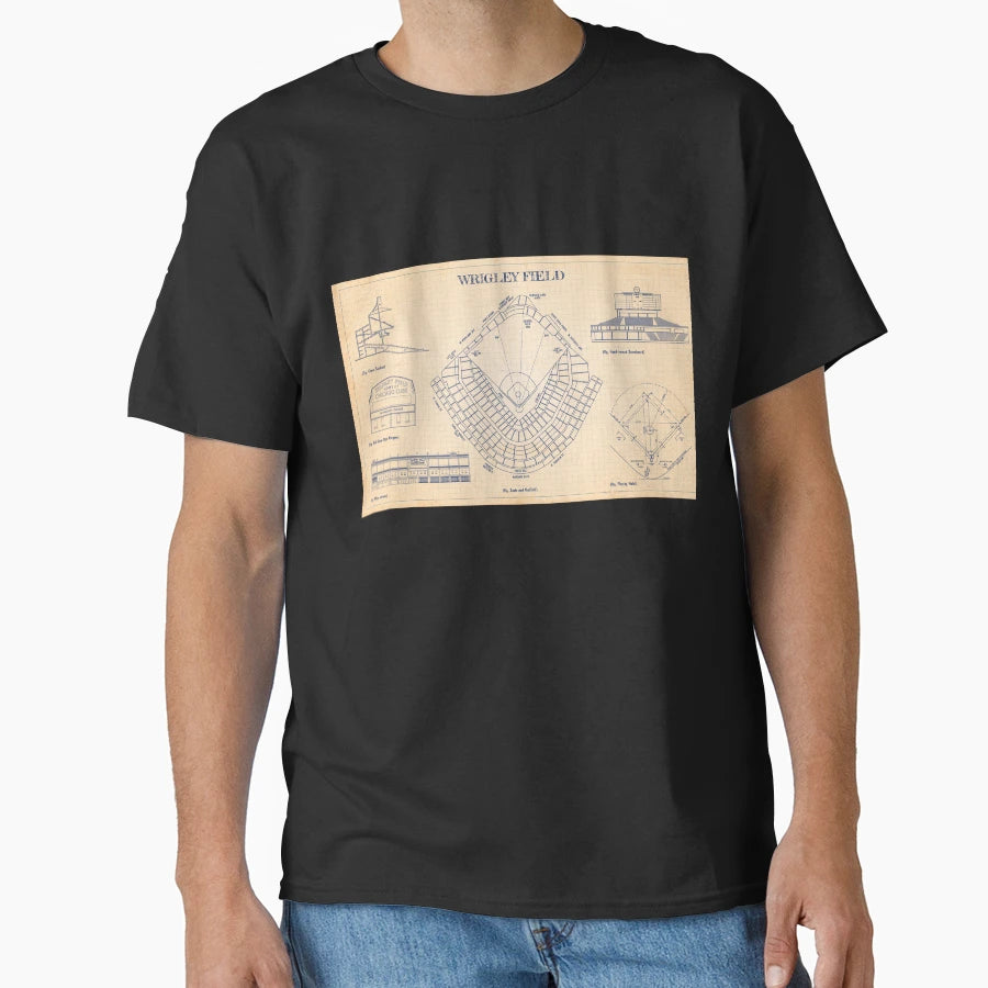 Wrigley Field Old Blue Grid T-Shirt - Graphic Print for Adults - T-Shirt, Sweatshirt, Hoodie
