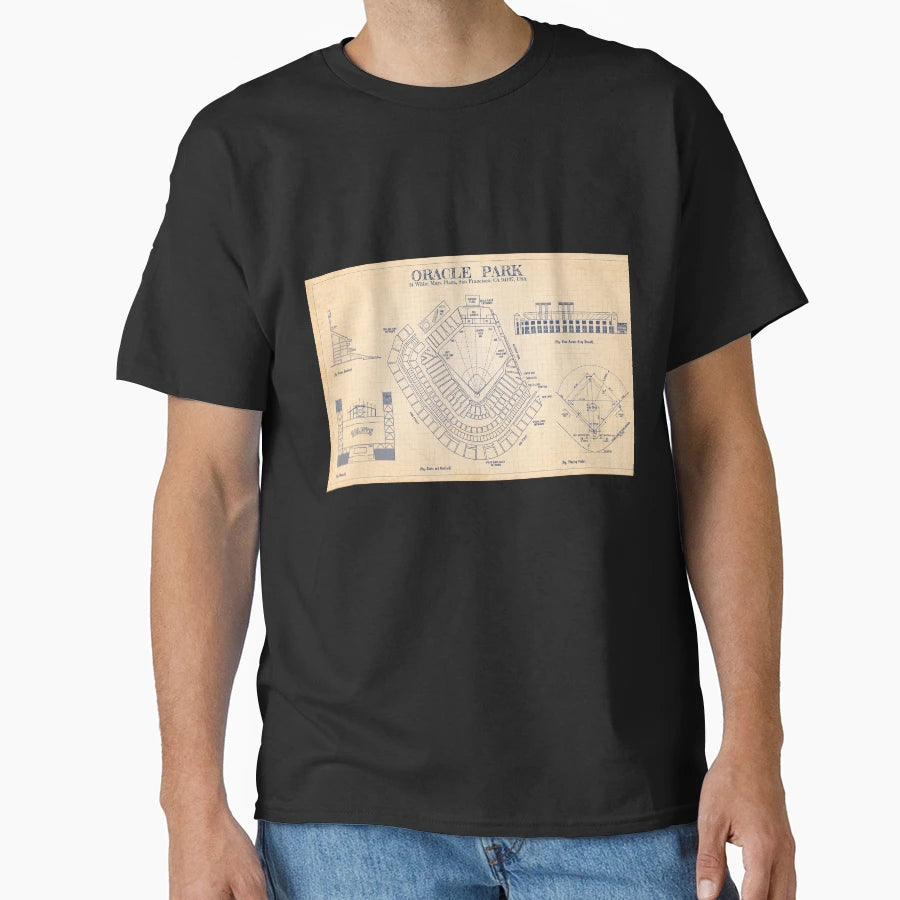 Oracle Park Old Blue Grid T-Shirt - Minimalist Print for Adults - T-Shirt, Sweatshirt, Hoodie