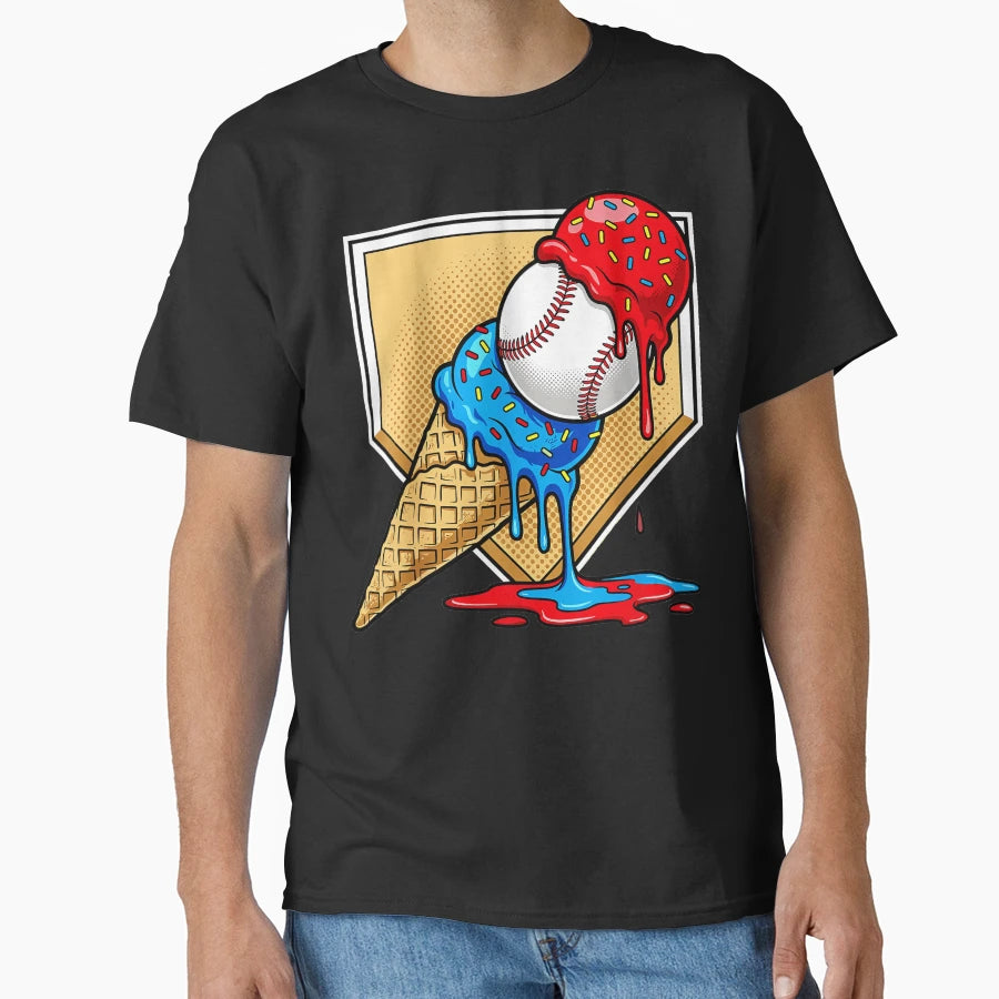 Baseball Ice Cream Lover T-Shirt - Novelty Apparel Unisex - T-Shirt, Sweatshirt, Hoodie