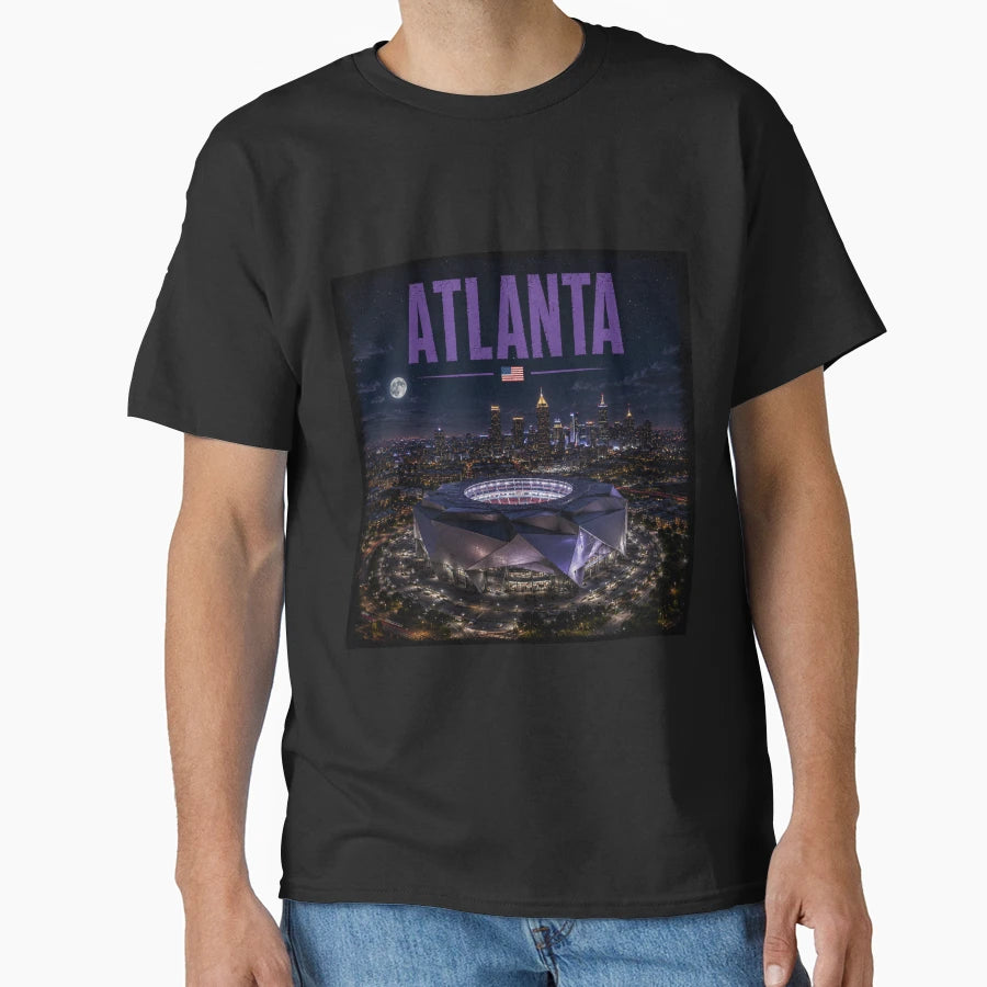 Atlanta Cinematic Stadium Us Flag T-Shirt - Aesthetic Graphic Unisex - T-Shirt, Sweatshirt, Hoodie