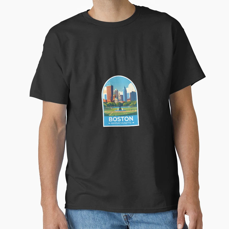 Boston Massachusetts Us T-Shirt - Custom Art Print Men Women - T-Shirt, Sweatshirt, Hoodie