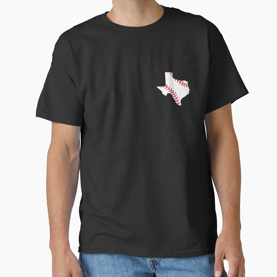 Baseball Player Texas State Map T-Shirt - Casual Everyday Wear Men Women - T-Shirt, Sweatshirt, Hoodie