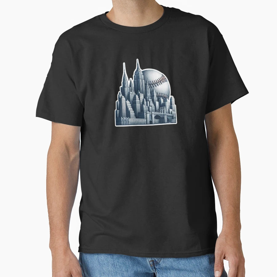 New York Baseball Cityscape T-Shirt - Casual Everyday Wear Unisex - T-Shirt, Sweatshirt, Hoodie