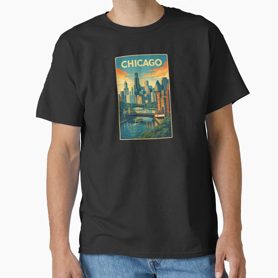 Chicago T-Shirt - Minimalist Print Men Women - T-Shirt, Sweatshirt, Hoodie
