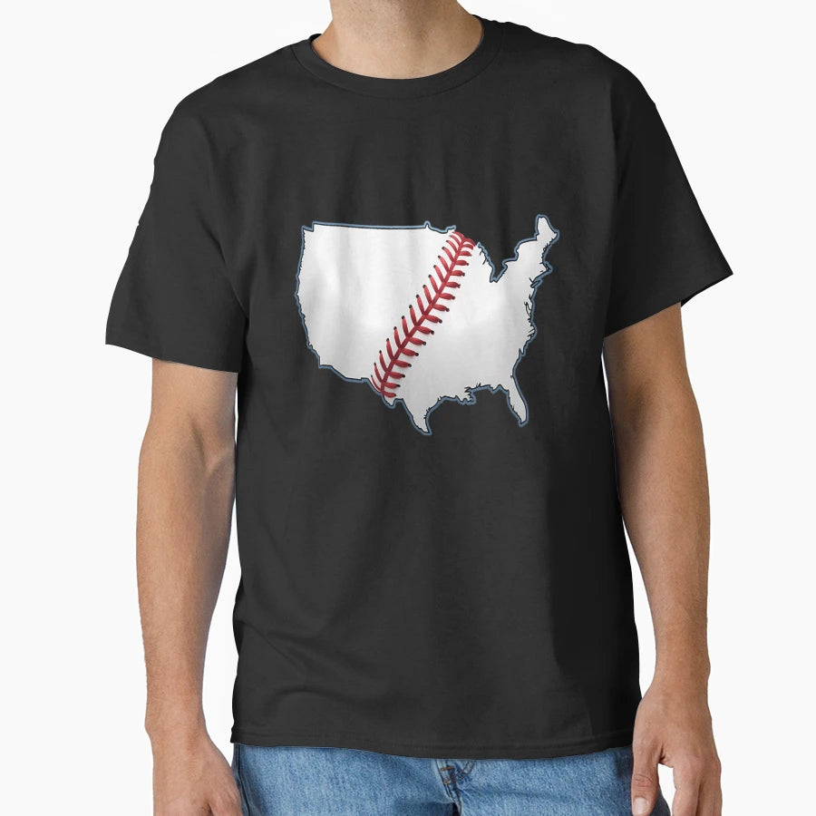 Usa United States Baseball Stitch T-Shirt - Novelty Apparel for Adults - T-Shirt, Sweatshirt, Hoodie