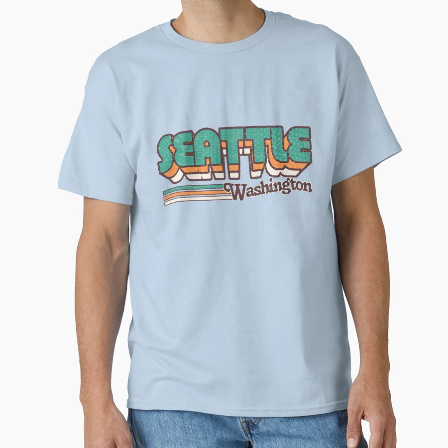 Seattle Wa City Stripes T-Shirt - Custom Art Print Unisex - T-Shirt, Sweatshirt, Hoodie