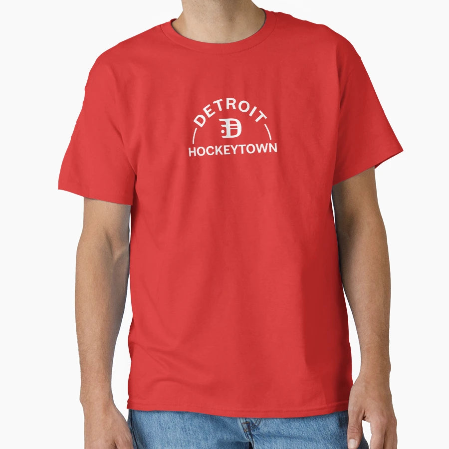 Detroit Hockeytown Badge White T-Shirt - Minimalist Print Men Women - T-Shirt, Sweatshirt, Hoodie