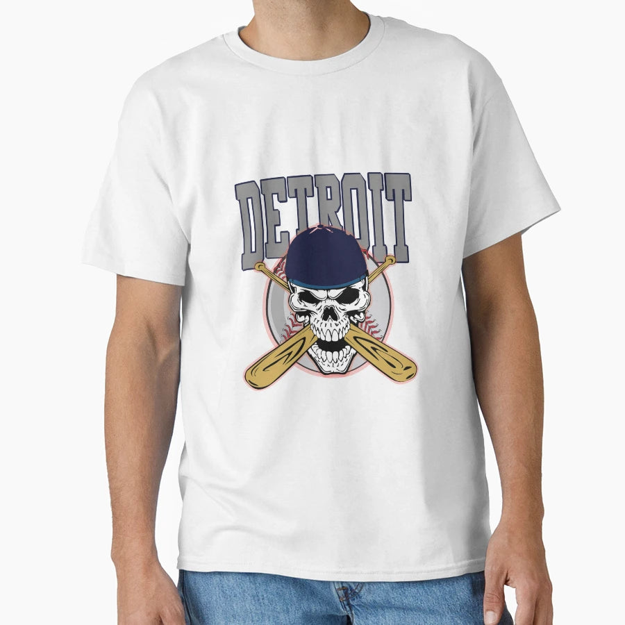 Detroit Baseball Skull T-Shirt - Casual Everyday Wear Unisex - T-Shirt, Sweatshirt, Hoodie