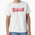 Dimensional Script Detroit Hockey T-Shirt - Minimalist Print Unisex - T-Shirt, Sweatshirt, Hoodie