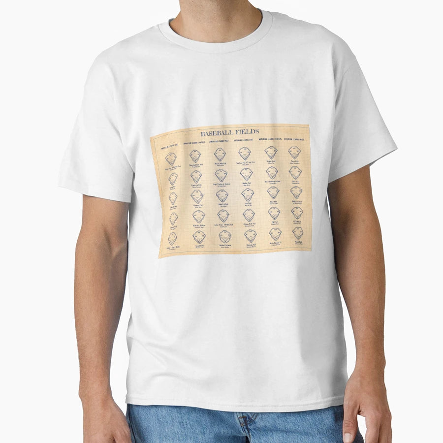Baseball Fields Old Blue Grid T-Shirt - Graphic Print Men Women - T-Shirt, Sweatshirt, Hoodie