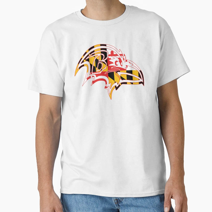 Maryland Flag Raven T-Shirt - Unique Graphic Men Women - T-Shirt, Sweatshirt, Hoodie