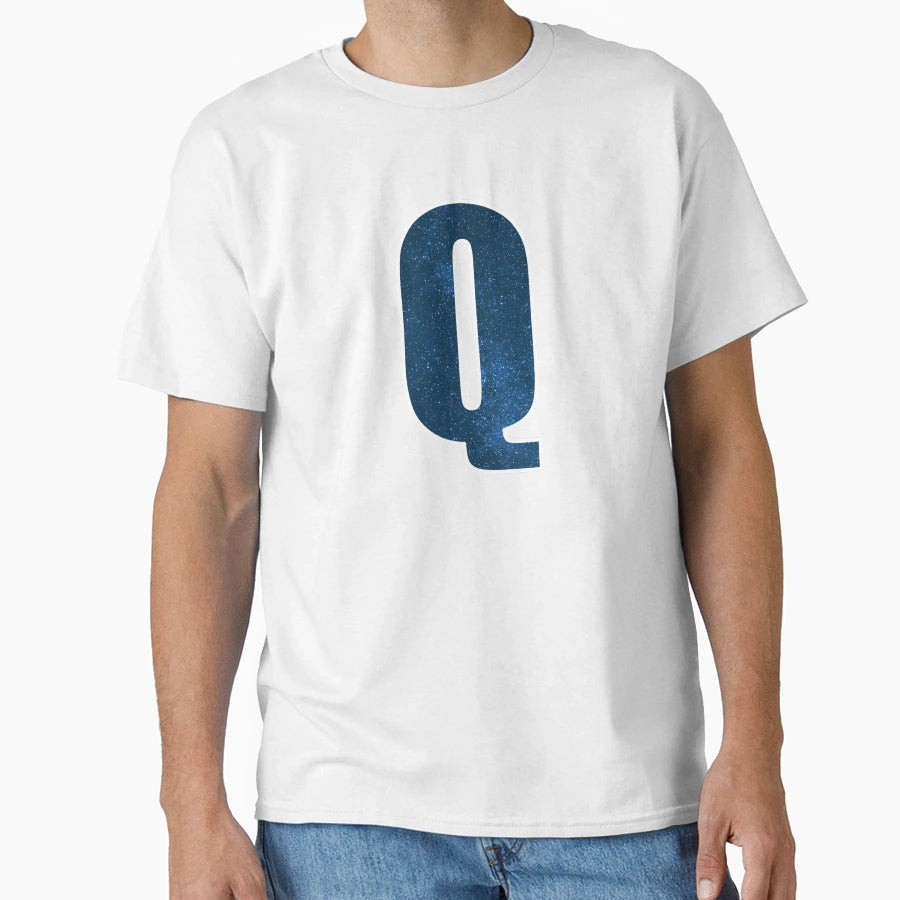 Letter Q Stars Sky Monogram Art T-Shirt - Casual Everyday Wear for Adults - T-Shirt, Sweatshirt, Hoodie