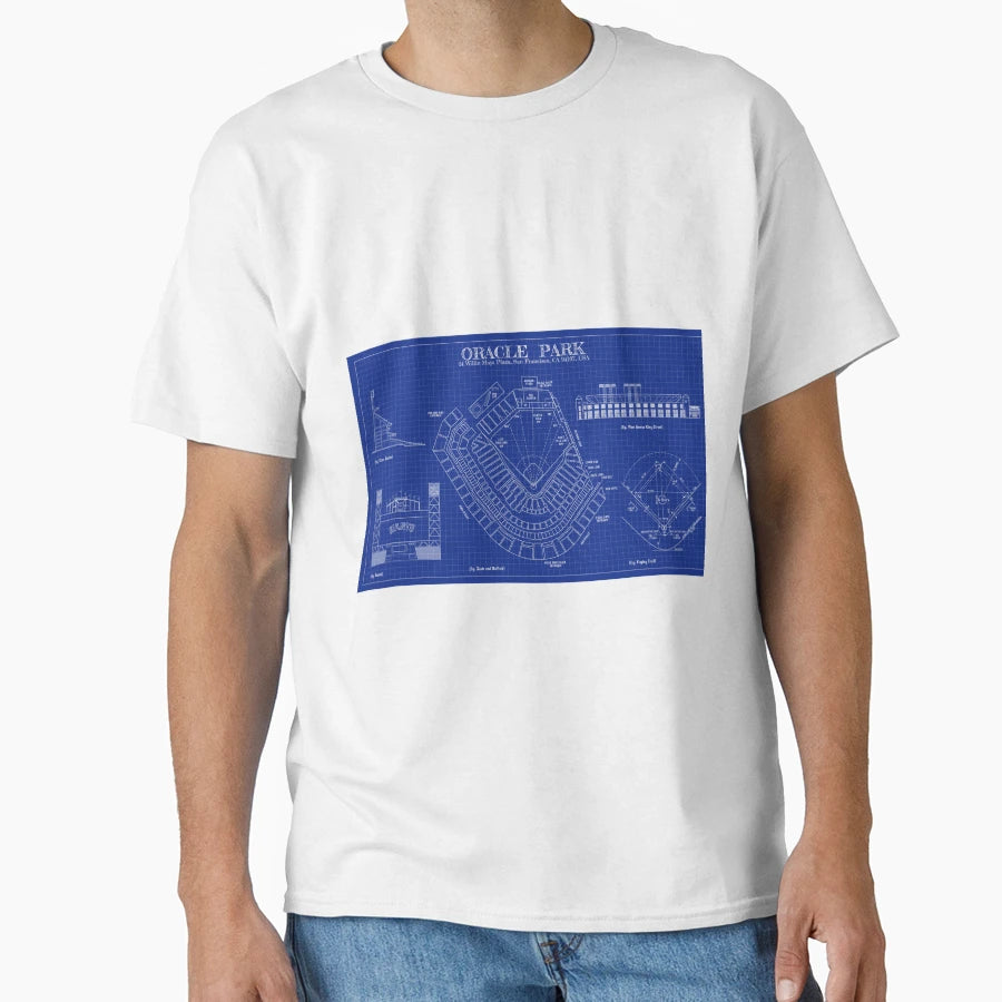 Oracle Park Blueprint T-Shirt - Fun Novelty Design for Adults - T-Shirt, Sweatshirt, Hoodie