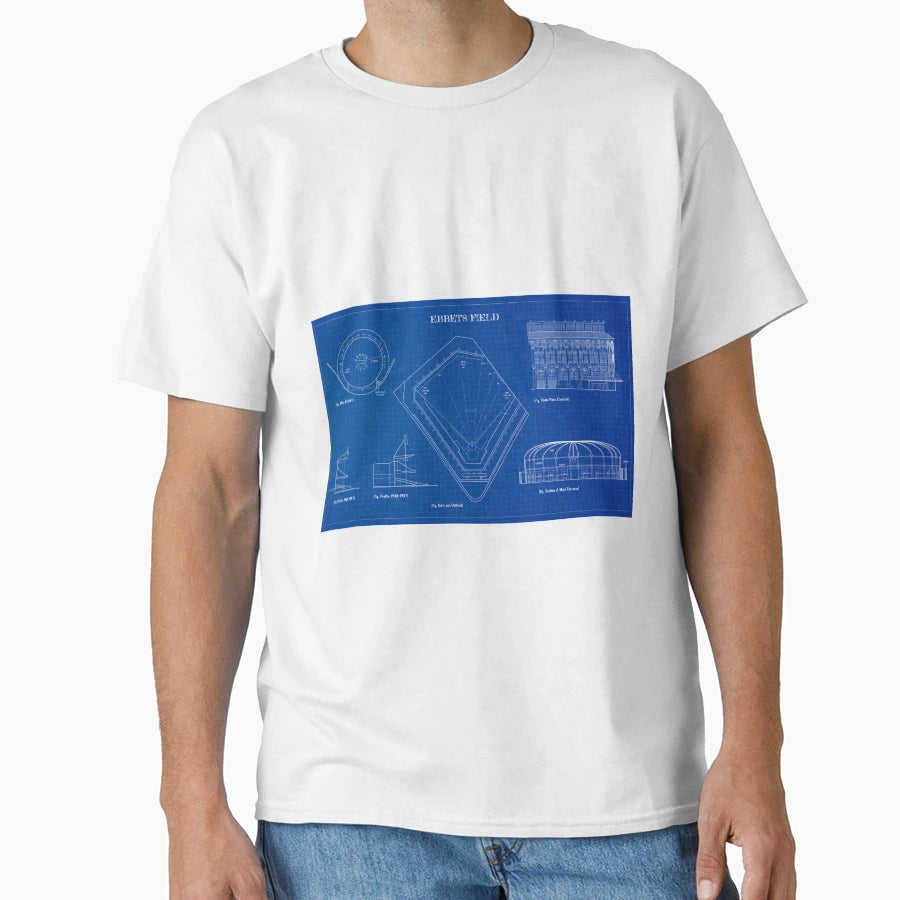 Ebbets Field Blueprint T-Shirt - Minimalist Print Unisex - T-Shirt, Sweatshirt, Hoodie