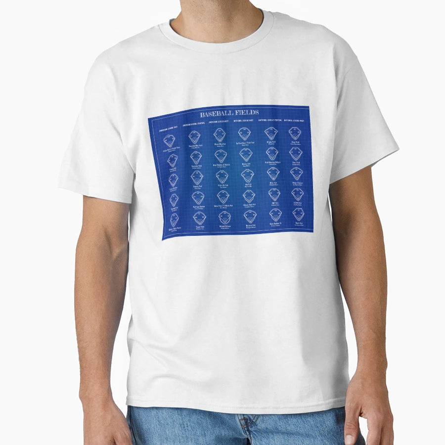 Baseball Fields Blueprint T-Shirt - Aesthetic Graphic Unisex - T-Shirt, Sweatshirt, Hoodie