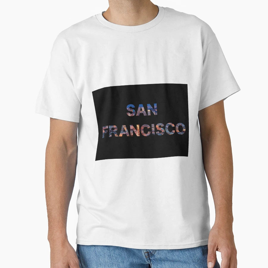 San Francisco Type City Life Black T-Shirt - Custom Art Print for Adults - T-Shirt, Sweatshirt, Hoodie