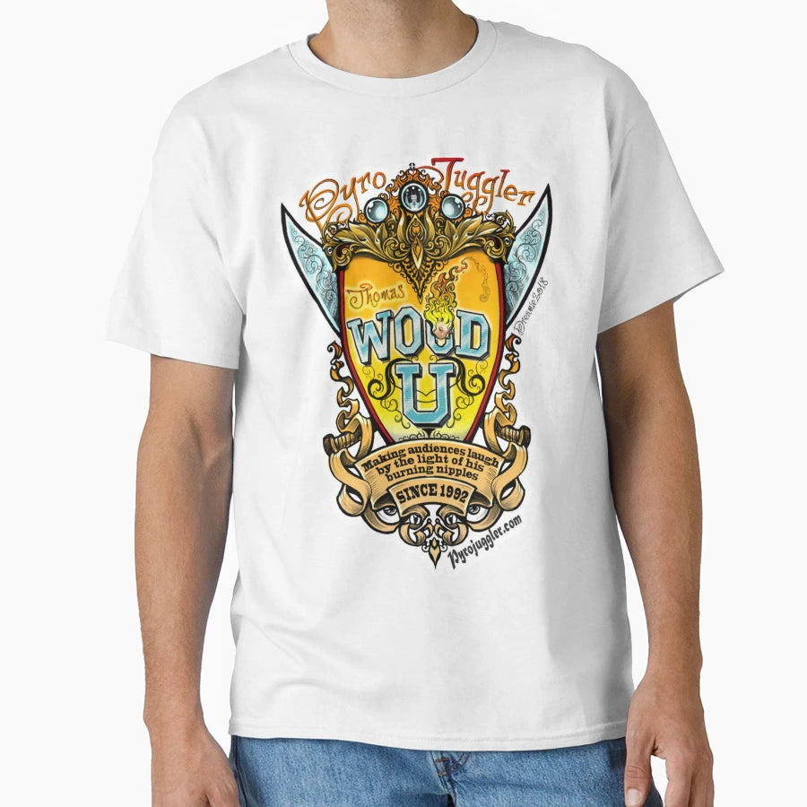 Wood U Pyrojuggler Crest T-Shirt - Streetwear Style Unisex - T-Shirt, Sweatshirt, Hoodie
