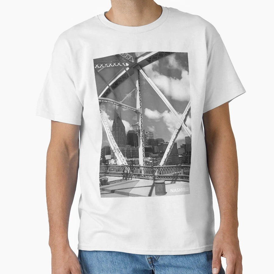Nashville City Scape Black And White T-Shirt - Minimalist Print for Adults - T-Shirt, Sweatshirt, Hoodie