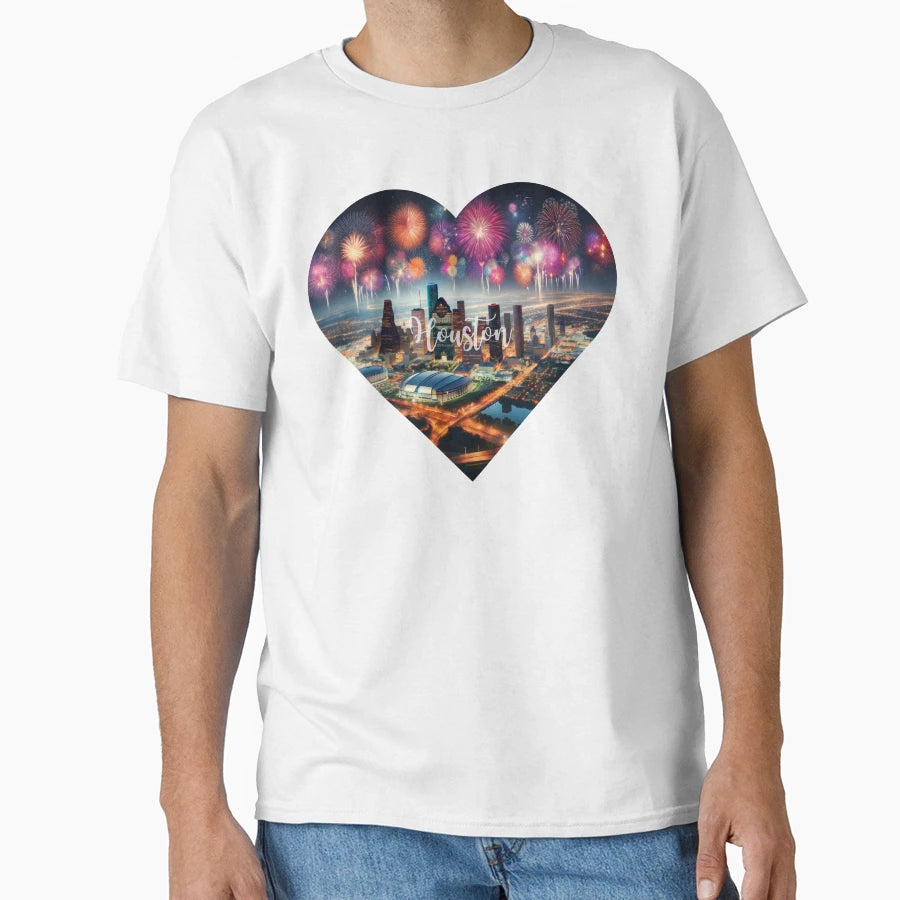 Happy New Year Cities World Houston T-Shirt - Fun Novelty Design Men Women - T-Shirt, Sweatshirt, Hoodie