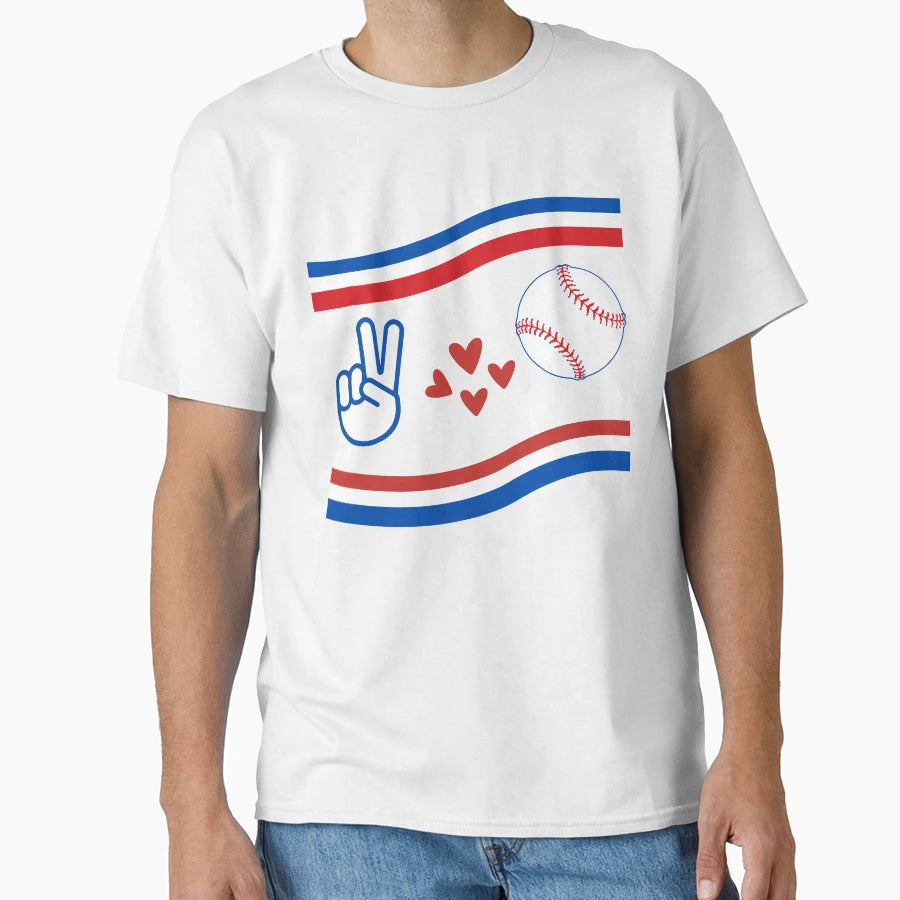 Peace Love And Baseball T-Shirt - Minimalist Print Unisex - T-Shirt, Sweatshirt, Hoodie
