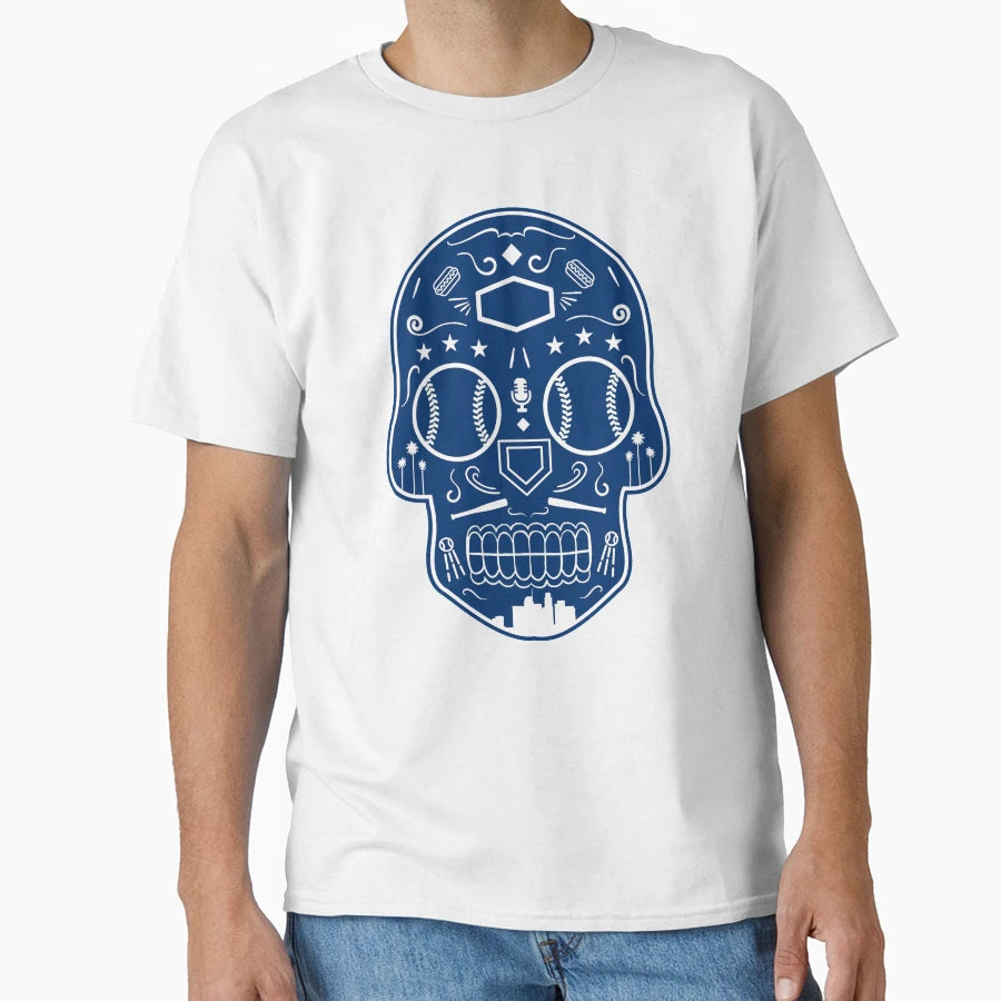 Los Angeles Baseball Sugar Skull T-Shirt - Trendy Graphic Men Women - T-Shirt, Sweatshirt, Hoodie