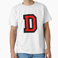 Letter D Black Red Character T-Shirt - Minimalist Print Unisex - T-Shirt, Sweatshirt, Hoodie