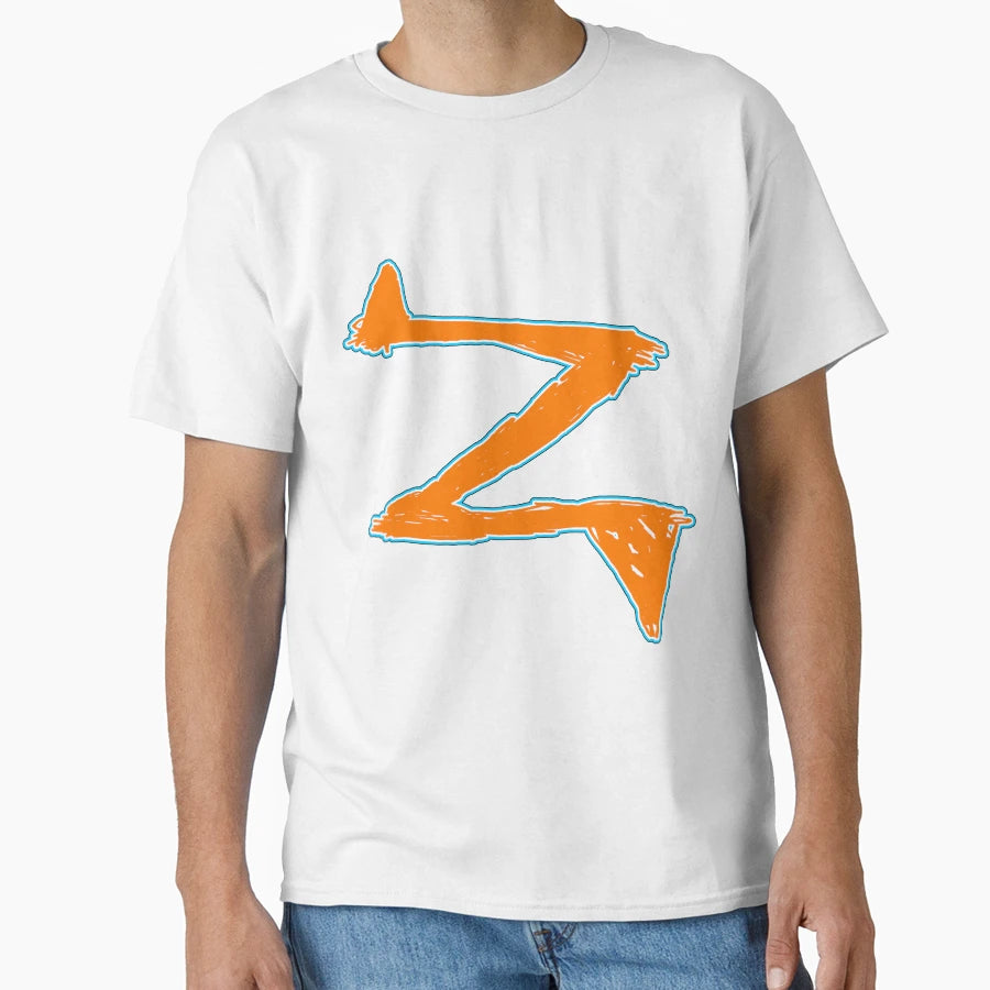 Grunge Z Logo Safety Orange And Sky Blue T-Shirt - Streetwear Style Unisex - T-Shirt, Sweatshirt, Hoodie