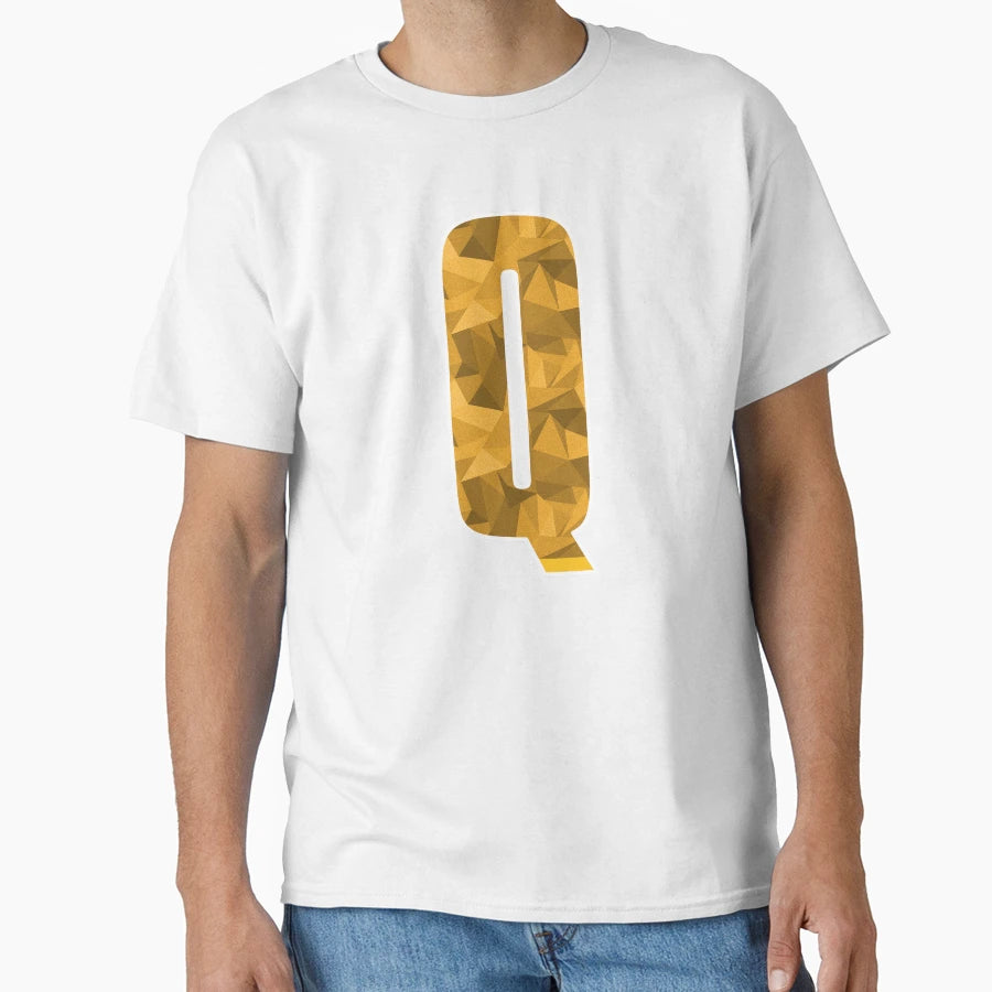 Letter Q Monogram Letter Art Yellow T-Shirt - Graphic Print for Adults - T-Shirt, Sweatshirt, Hoodie
