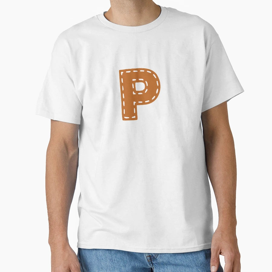 P Letter Sewn College Usa Leather T-Shirt - Trendy Graphic for Adults - T-Shirt, Sweatshirt, Hoodie