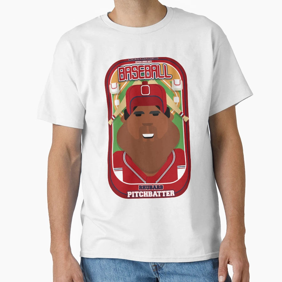Baseball Red Blue White Rhubarb T-Shirt - Casual Everyday Wear Men Women - T-Shirt, Sweatshirt, Hoodie