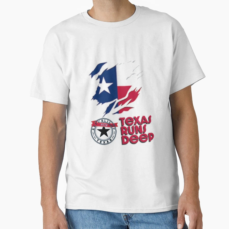 New Texas Republic Texas Runs Deep T-Shirt - Novelty Apparel for Adults - T-Shirt, Sweatshirt, Hoodie