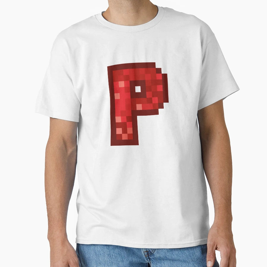 Letter Art Red Pixel Pattern P T-Shirt - Fun Novelty Design for Adults - T-Shirt, Sweatshirt, Hoodie