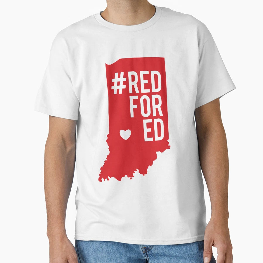 Red Ed Indiana Teacher Education T-Shirt - Minimalist Print for Adults - T-Shirt, Sweatshirt, Hoodie