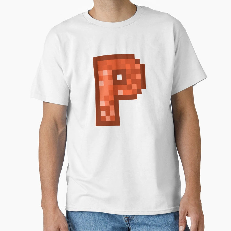 Letter Art Orange Pixel Pattern P T-Shirt - Trendy Graphic Unisex - T-Shirt, Sweatshirt, Hoodie