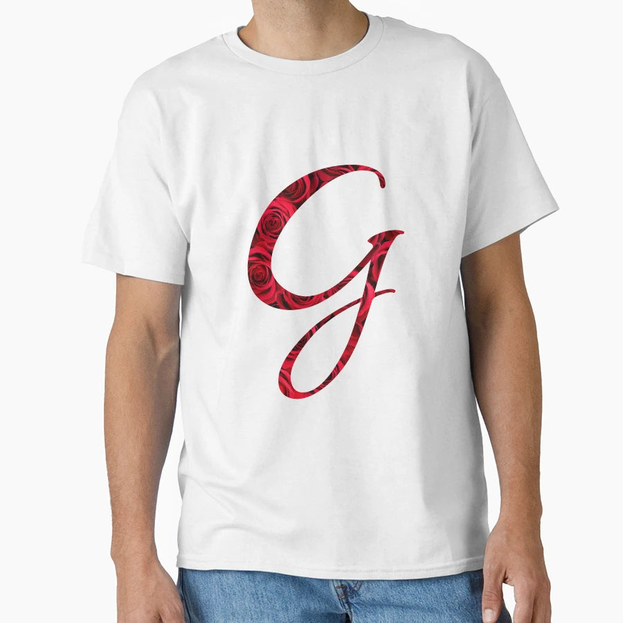 Letter G Red Rose T-Shirt - Streetwear Style for Adults - T-Shirt, Sweatshirt, Hoodie