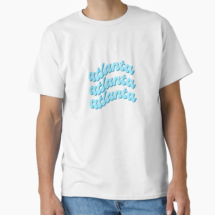 Wavy Blue Atlanta Groovy Script T-Shirt - Trendy Graphic Men Women - T-Shirt, Sweatshirt, Hoodie