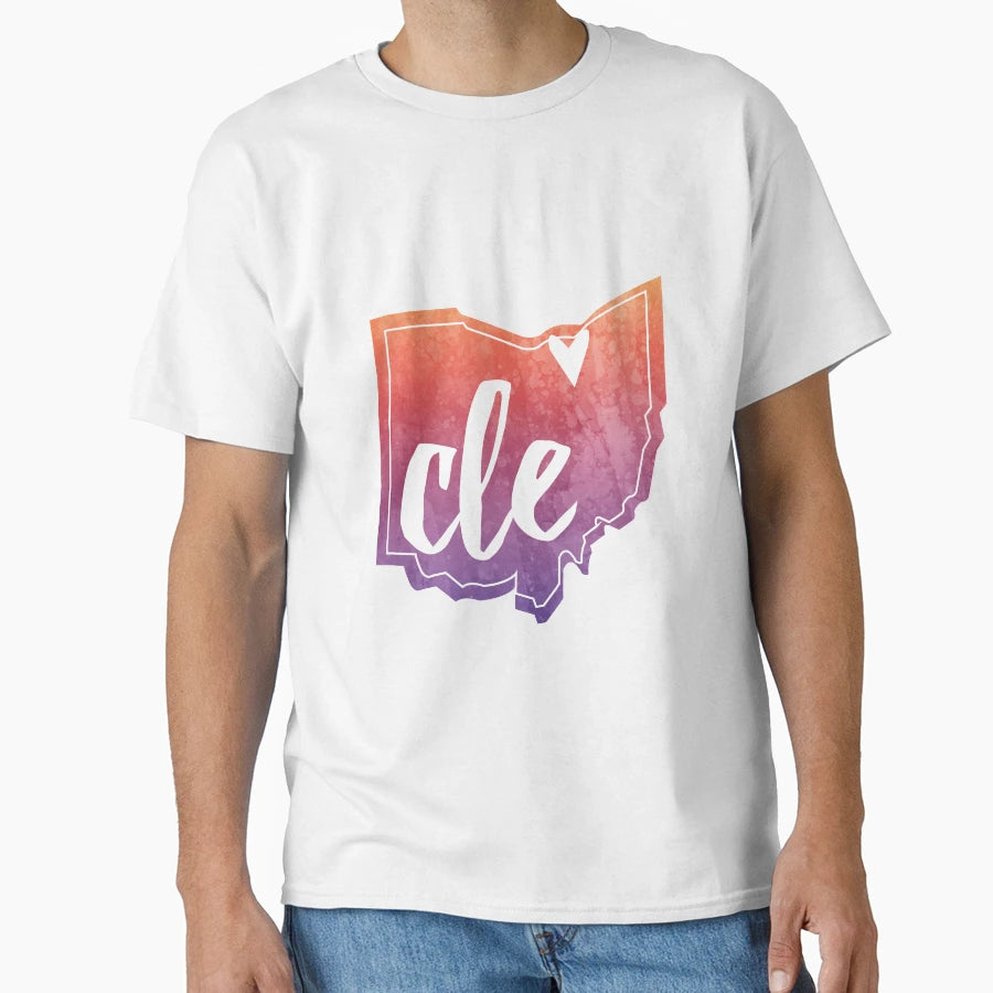 Cleveland Watercolor Heart Ohio T-Shirt - Novelty Apparel for Adults - T-Shirt, Sweatshirt, Hoodie