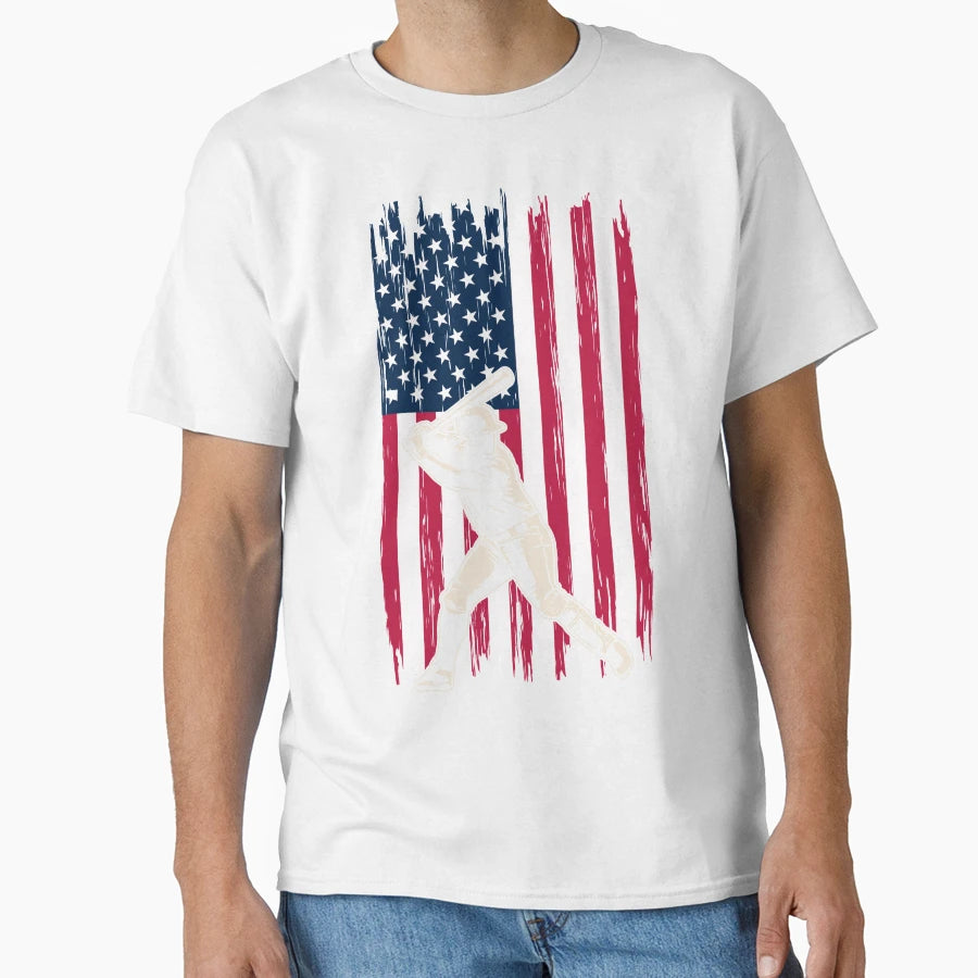 Usa Baseball Flag Funny American T-Shirt - Casual Everyday Wear for Adults - T-Shirt, Sweatshirt, Hoodie